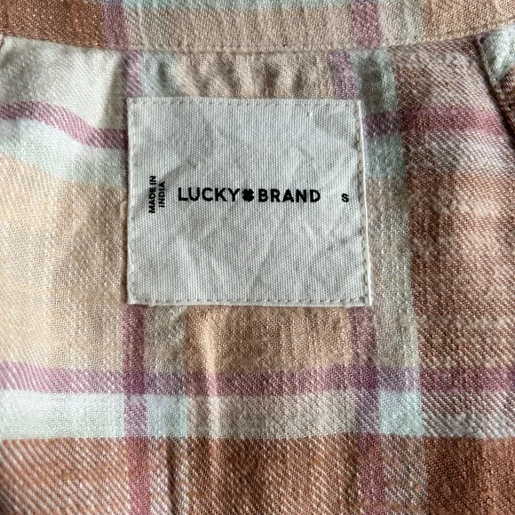 Plaid Button-Up Flannel Shirt in Brown and Cream - Picture 3 of 6